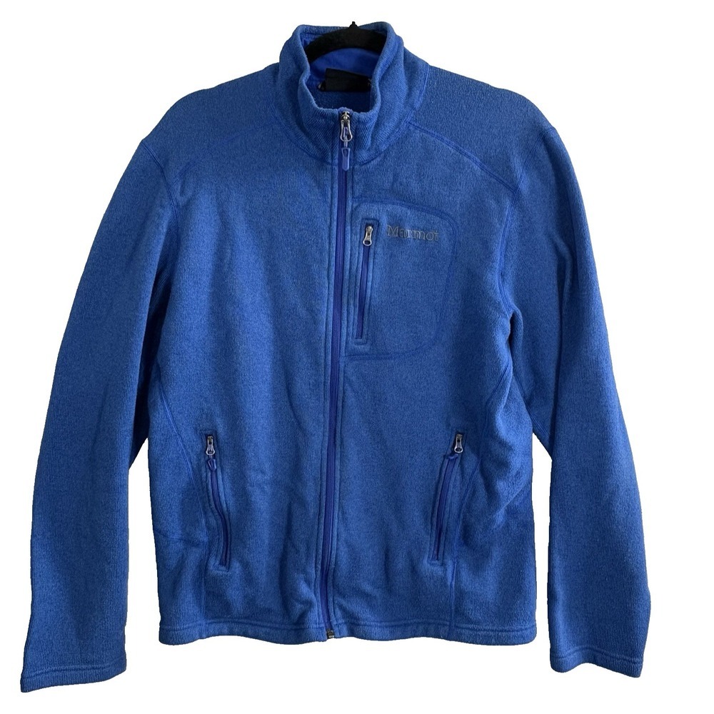 MARMOT Women Full Zip Pockets Sweater Jacket Sz M Blue Outdoors Hiking 38-6